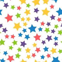 Seamless repeating pattern of yellow, blue, green, red stars for fabric, textile, papers and other various surfaces vector