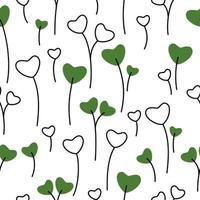 Seamless pattern of Microgreens. Vector illustrations Isolated on White Background.