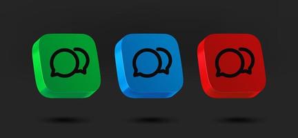 Color dialog icons collection. 3d vector isolated on black background