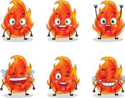 dibujos animados personaje de fuego con sonrisa expresión vector