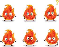 dibujos animados personaje de fuego con qué expresión vector