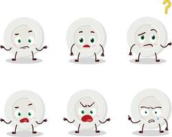 Cartoon character of plate angry expression with what expression vector