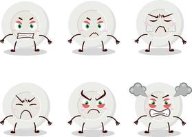 Plate angry expression cartoon character with various angry expressions vector