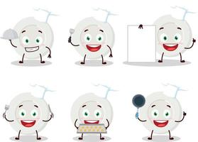 dibujos animados personaje de plato enojado expresión con varios cocinero emoticones vector