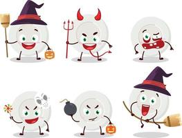 Halloween expression emoticons with cartoon character of plate angry expression vector