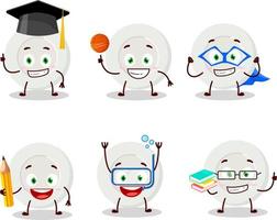 School student of plate angry expression cartoon character with various expressions vector