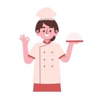 mujer cocinero personaje vector