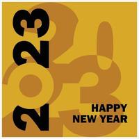 Happy New Year 2023 card in vector format. Happy new year wishes written in black and gold ink on golden brown background. Suitable for use in New Year's celebration designs