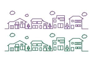 Illustration of rows of houses, apartments, hotels, residences that line up to form a row of comfortable urban settlements. A symbol of dense urban life, but still beautiful. vector