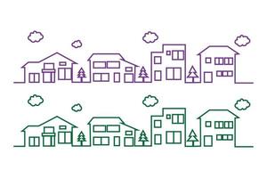 Illustration of rows of houses, apartments, hotels, residences that line up to form a row of comfortable urban settlements. A symbol of dense urban life, but still beautiful. vector