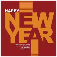 Happy New Year card in vector format. Happy new year wishes written in gold ink on a red background. Suitable for use in New Year's celebration designs