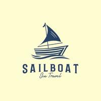 Wood sailboat logo designs, Yacht sea travel logo icon and symbol vector