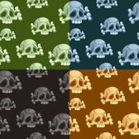 Set of seamless pattern with human skull and crossbonesn. Symbol of death or dangerous. Design element for halloween holiday. vector