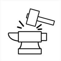 Blacksmith anvil. Sketch Symbol of work in forge. Forging and manufacturing of steel. Flat cartoon illustration vector