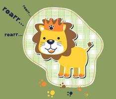 Funny lion with crown, king of jungle, cartoon vector