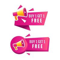 Megaphone label set with text buy 1 get 1 free. - Vector. vector