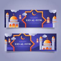 Horizontal banner template for islamic eid al-fitr celebration. - Vector. vector