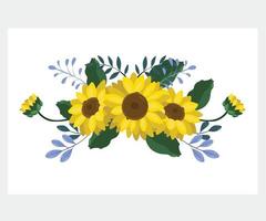 Sunflower with Green Leaves Illustration vector