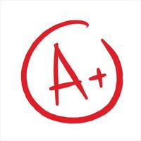 A Plus Red Grade Mark. School excellent test and exam. vector