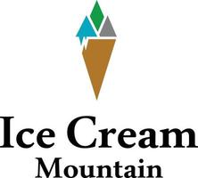 ice cream cone flat design with mountains concept, vector logo template