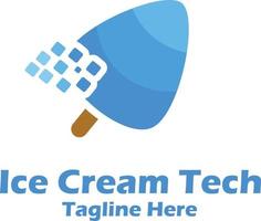 tech ice cream stick logo design template vector