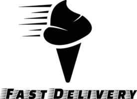 fast delivery ice cream icon. black and white illustration. vector