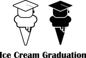 ice cream cone with graduation cap vector