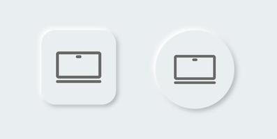 Laptop line icon in neomorphic design style. Notebook signs vector illustration.