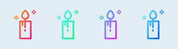 Candle line icon in gradient colors. Candlelight signs vector illustration.