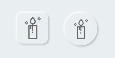 Candle line icon in neomorphic design style. Candlelight signs vector illustration.