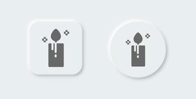 Candle solid icon in neomorphic design style. Candlelight signs vector illustration.