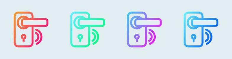 Door handle line icon in gradient colors. Lock signs vector illustration.