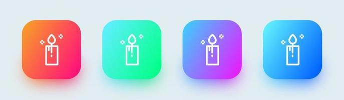 Candle line icon in square gradient colors. Candlelight signs vector illustration.