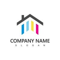 logotipo colorido de la casa para agencia inmobiliaria o empresa de pintura de casas vector