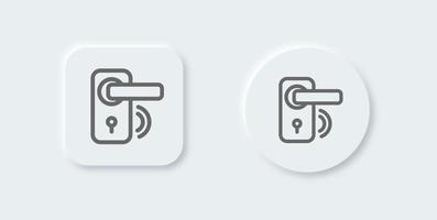 Door handle line icon in neomorphic design style. Lock signs vector illustration.