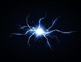 Lightning flash thunder sparks. ball lightning or electric burst storm or lightning in the sky. Natural phenomenon of human nerves or nervous cell system. Vector illustration