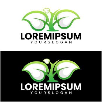 leaf tree gradient logo design vector