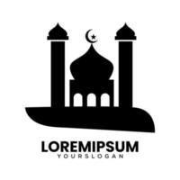 mosque and moon  logo design vector