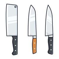 cocina cuchillo colección dibujos animados icono vector ilustración. adecuado para comida icono concepto vector