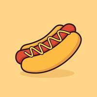 American hotdog sandwich cartoon icon vector illustration. Food icon concept illustration, suitable for icon, logo, sticker, clipart