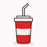 Soda paper cup cartoon icon vector. Disposable paper cup with soda and straw. Food icon concept illustration, suitable for icon, logo, sticker, clipart vector