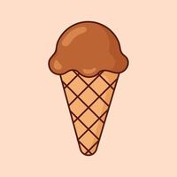 Melting chocolate ice cream scoop cartoon icon vector. Desserts and Sweet Foods Flat Design icon concept. Vector flat outline icon