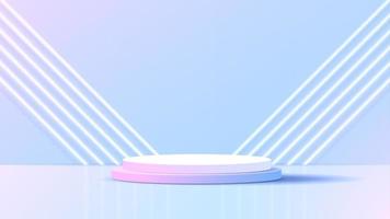 Display podium or stand with blue and pink gradient for product presentation in pastel colors room. minimal style ideal for presentation product platform, advertisement, package showing. vector. vector