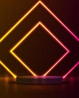 Podium or stand with line gradient neon in Sci-fi. abstract scene with pink and blue neon frame. vector rendering product display. futuristic minimal scene. vector design.