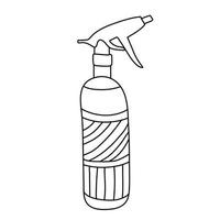 Hair spray in doodle style. Isolated outline. Hand drawn vector illustration in black ink on white background.