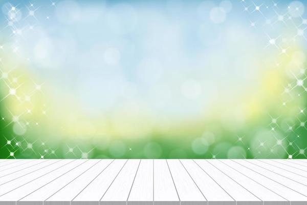 Spring Background,White Wood Texture with Nature Bokeh Light,Vector Backdrop Empty Display Studio with Wooden Table Top with Blurry Light Effect.Horizon Banner for Spring,Summer Product Presentation
