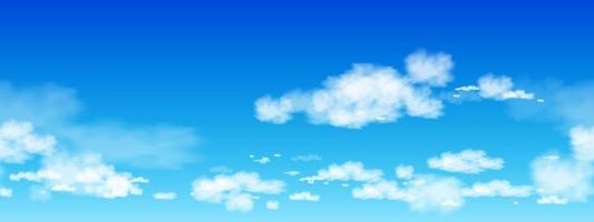 cielo azul transparente con fondo de nubes altoestratos, patrón de horizonte amplio de dibujos animados vectoriales del cielo natural con nubes cirros, concepto de toda la bandera estacional en el día soleado primavera y verano por la mañana vector