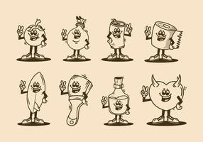 several design characters with hands forming peace symbol vector