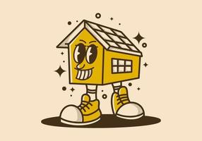 Little house mascot character design in vintage color vector