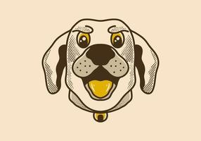 Vintage art illustration of dog head with open mouth vector